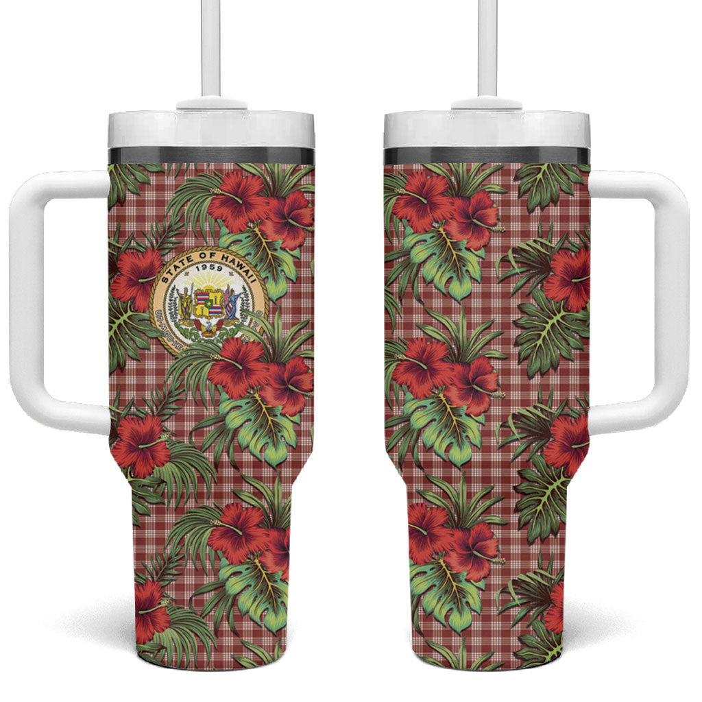 Vintage Hawaii Hibiscus Palaka Tumbler With Handle Red Color LT19 One Size: 40 oz Red - Polynesian Pride