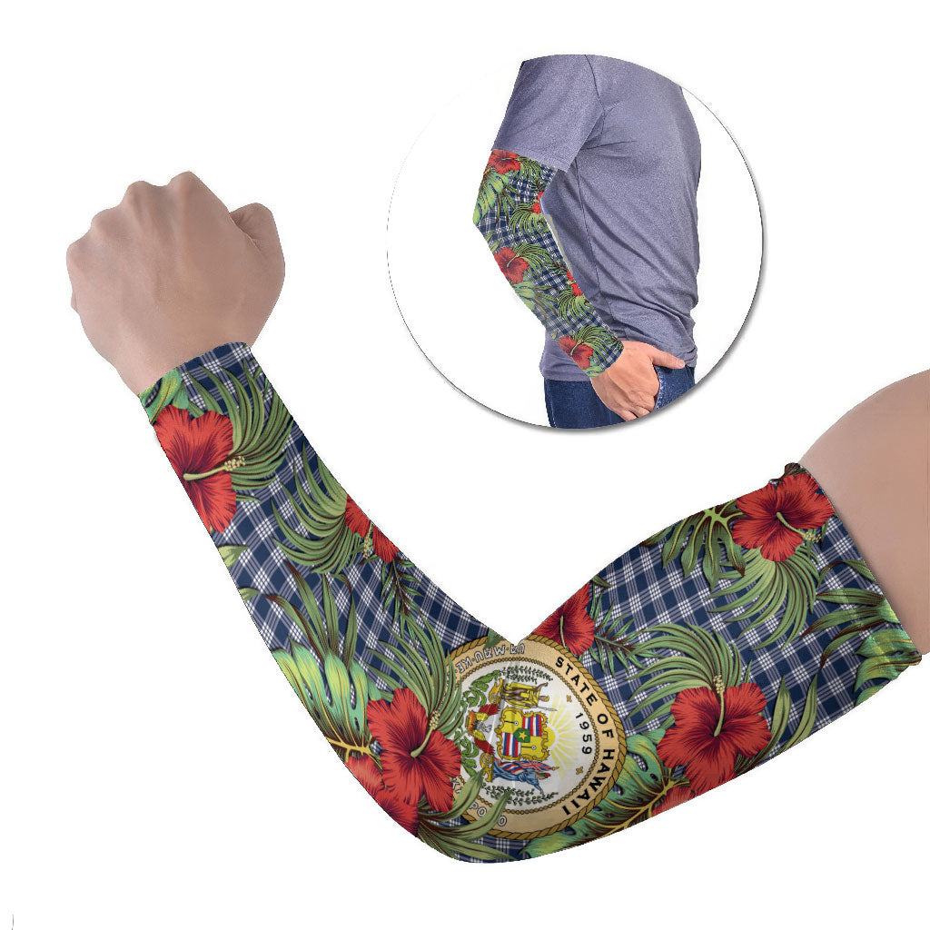 Vintage Hawaii Hibiscus Palaka Arm Sleeves Navy Color LT19 Set of 2 Navy - Polynesian Pride