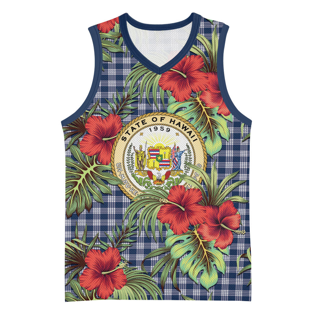 Vintage Hawaii Hibiscus Palaka Basketball Jersey Navy Color LT19 Unisex Navy - Polynesian Pride