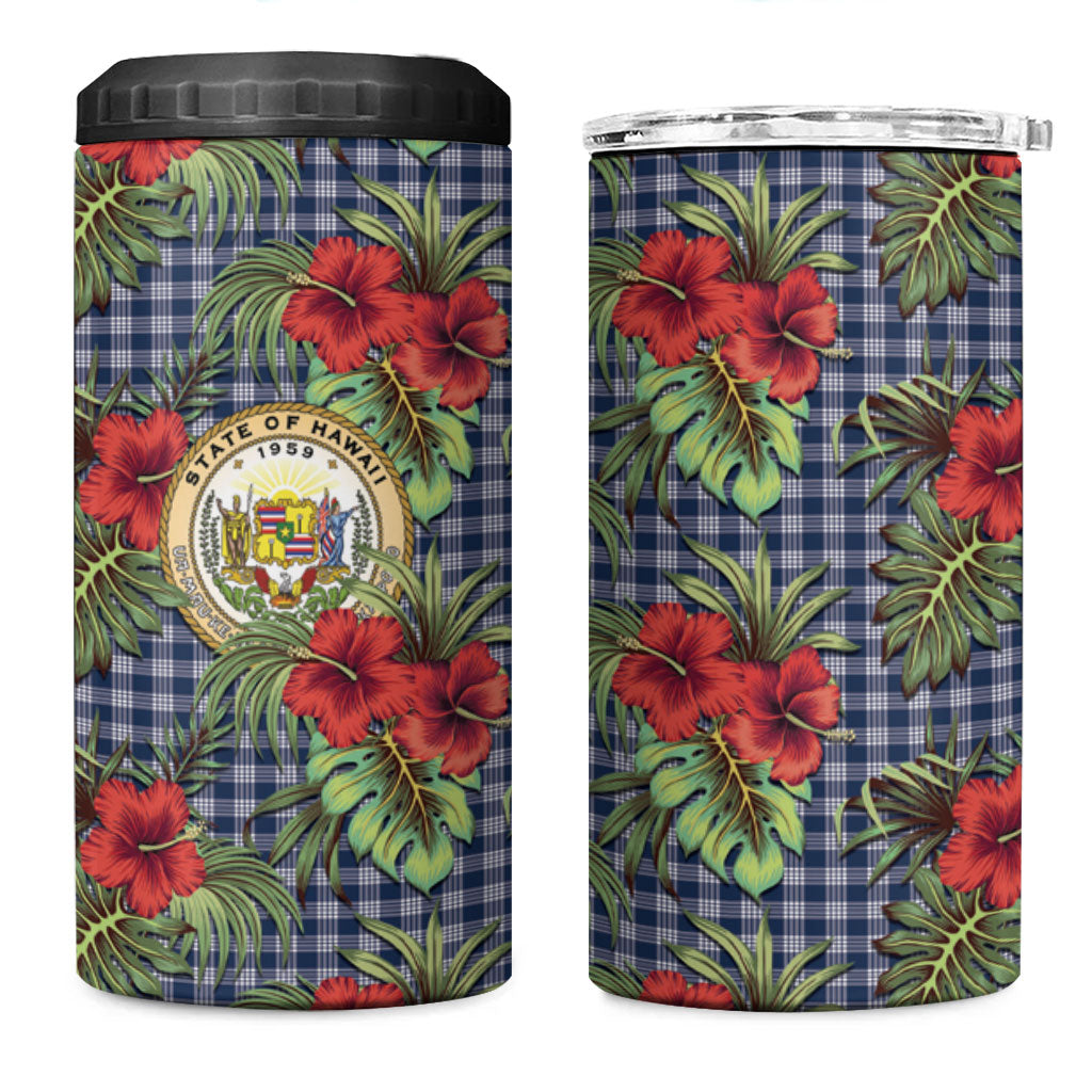 Vintage Hawaii Hibiscus Palaka 4 in 1 Can Cooler Tumbler Navy Color LT19 One Size: 16 oz Navy - Polynesian Pride