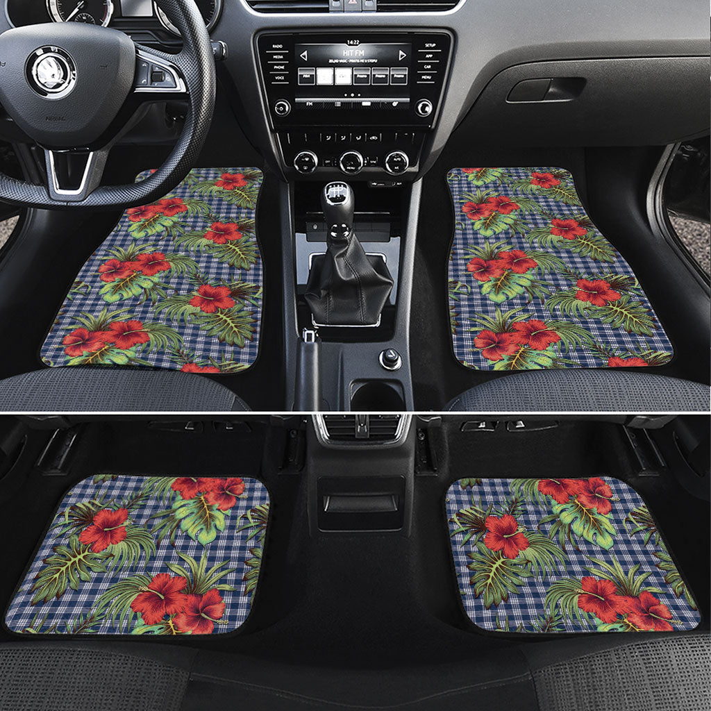 Vintage Hawaii Hibiscus Palaka Car Mats Navy Color LT19 Set 4pcs Navy - Polynesian Pride
