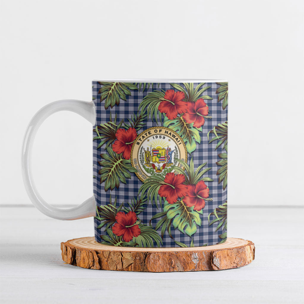 Vintage Hawaii Hibiscus Palaka Ceramic Mug Navy Color LT19 Navy - Polynesian Pride