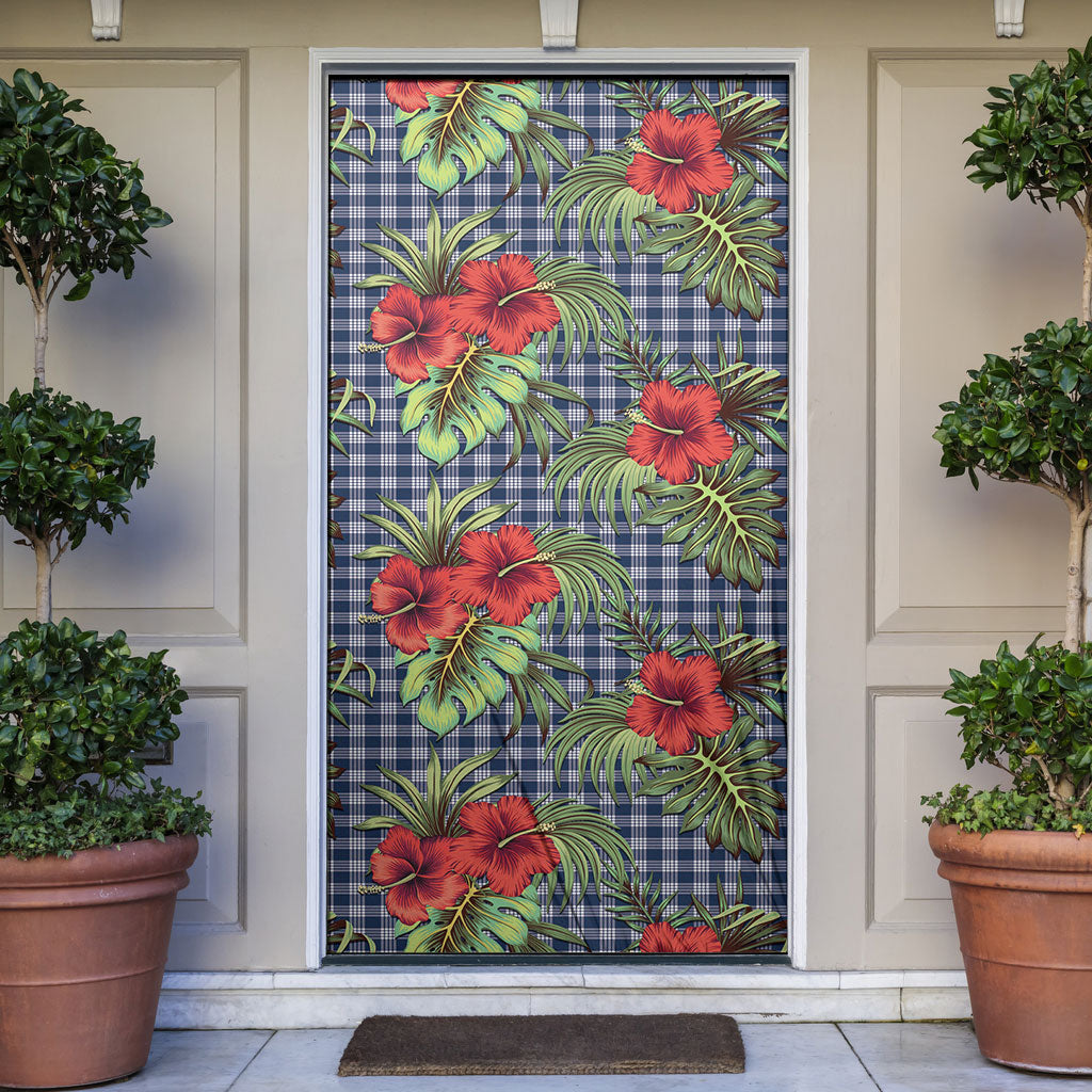 Vintage Hawaii Hibiscus Palaka Door Cover Navy Color LT19 Navy - Polynesian Pride