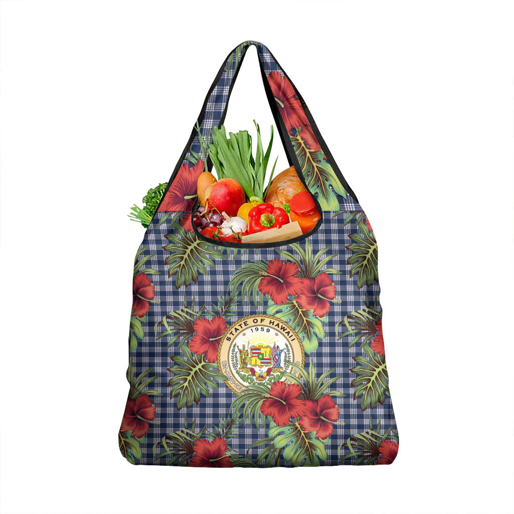 Vintage Hawaii Hibiscus Palaka Grocery Bag Navy Color LT19 1-pack One Size Navy - Polynesian Pride