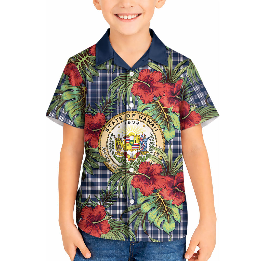 Vintage Hawaii Hibiscus Palaka Kid Hawaiian Shirt Navy Color LT19 Kid Navy - Polynesian Pride