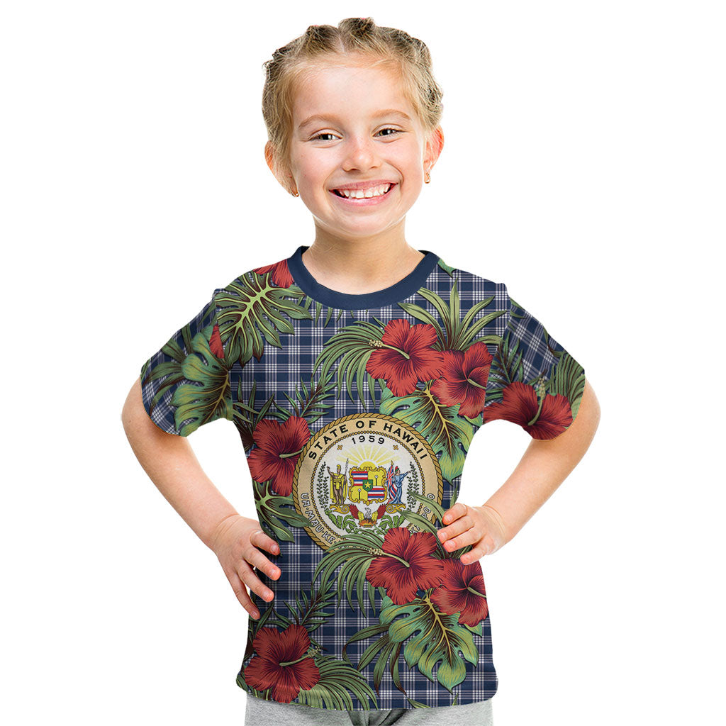 Vintage Hawaii Hibiscus Palaka Kid T Shirt Navy Color LT19 Navy - Polynesian Pride