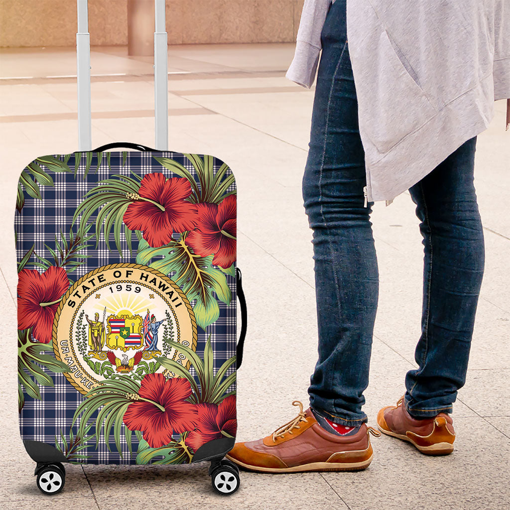 Vintage Hawaii Hibiscus Palaka Luggage Cover Navy Color LT19 Navy - Polynesian Pride