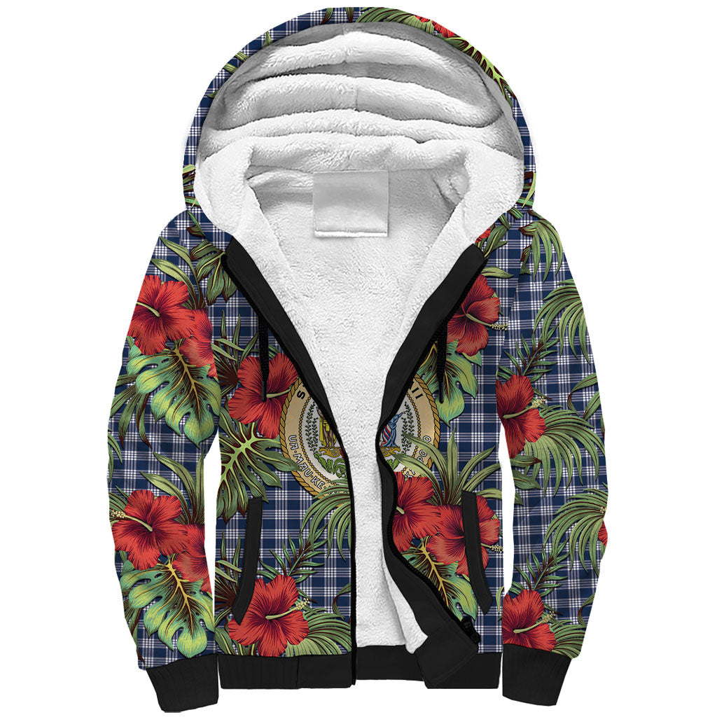 Vintage Hawaii Hibiscus Palaka Sherpa Hoodie Navy Color LT19 Unisex Navy - Polynesian Pride