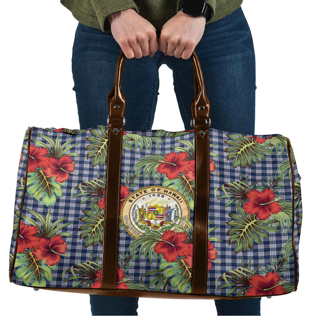 Vintage Hawaii Hibiscus Palaka Travel Bag Navy Color LT19 Navy - Polynesian Pride