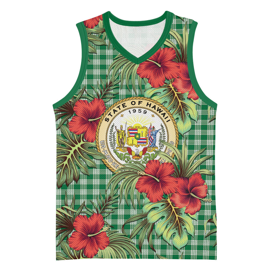 Vintage Hawaii Hibiscus Palaka Basketball Jersey Green Color LT19 Unisex Green - Polynesian Pride