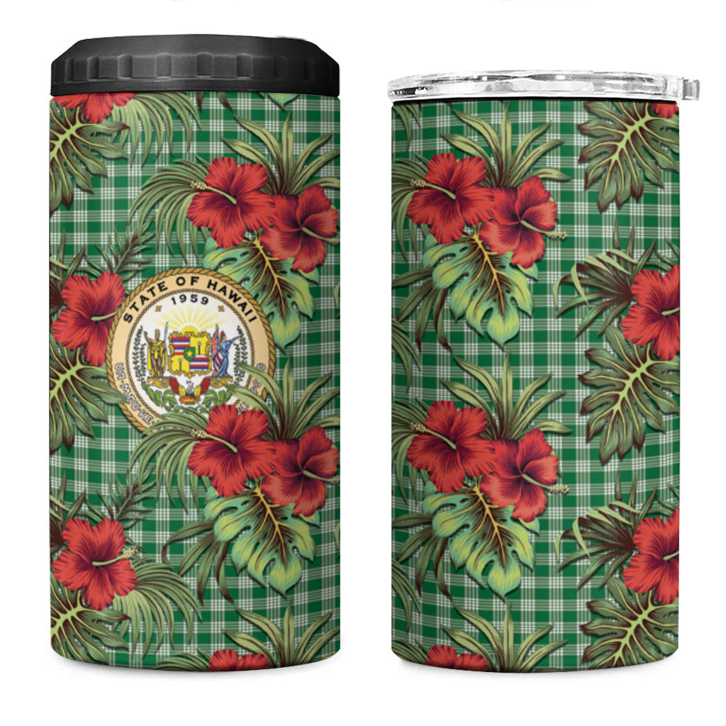 Vintage Hawaii Hibiscus Palaka 4 in 1 Can Cooler Tumbler Green Color LT19 One Size: 16 oz Green - Polynesian Pride