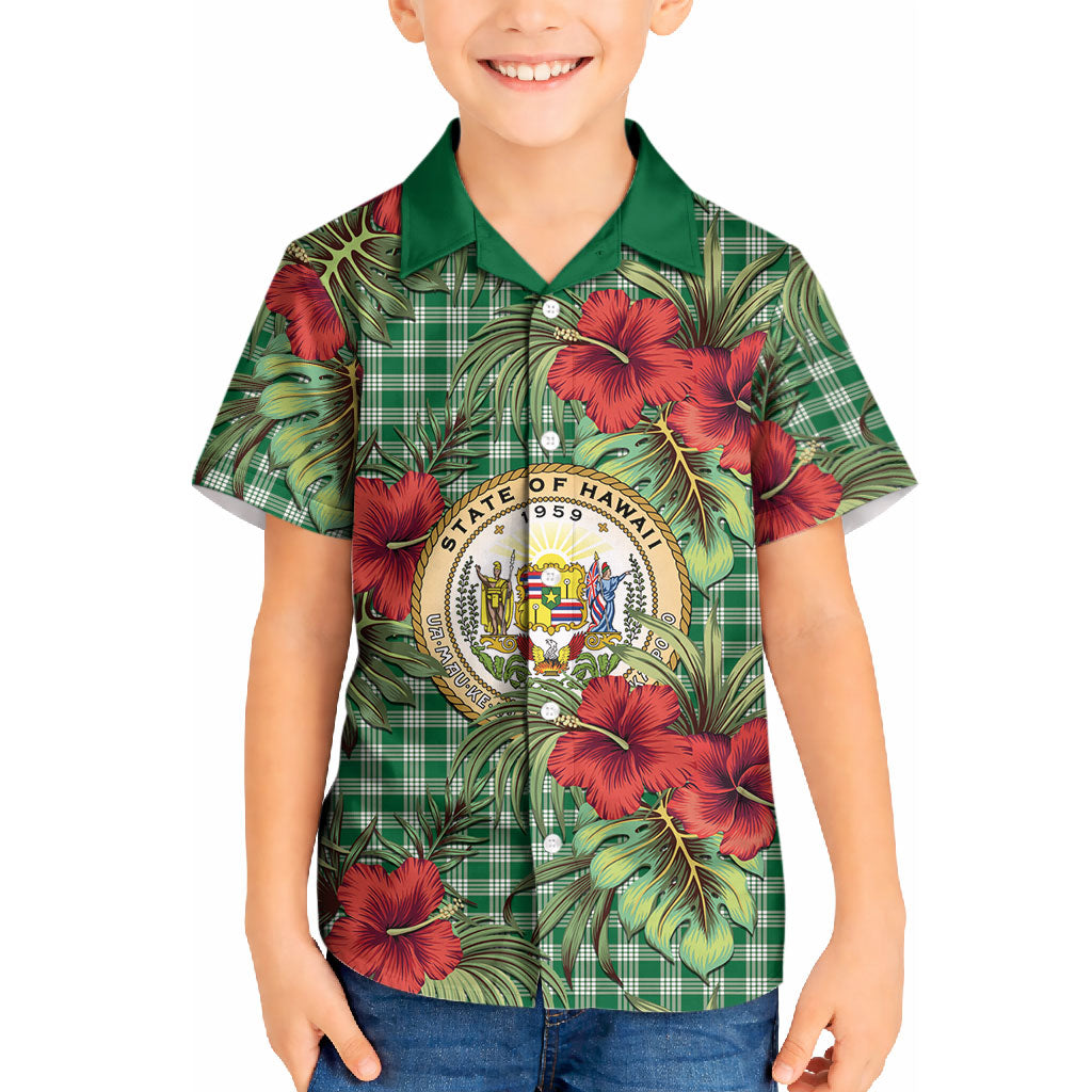 Vintage Hawaii Hibiscus Palaka Kid Hawaiian Shirt Green Color LT19 Kid Green - Polynesian Pride