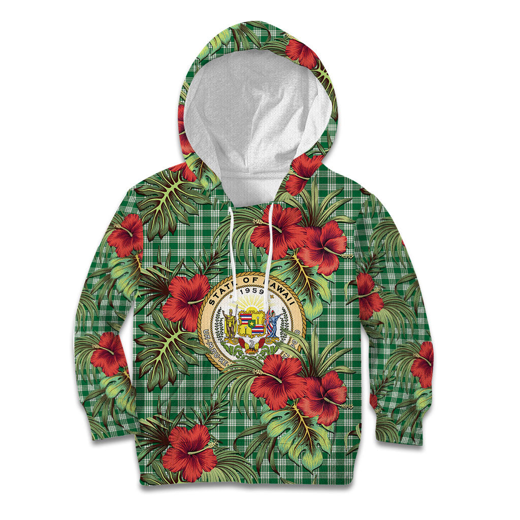 Vintage Hawaii Hibiscus Palaka Kid Hoodie Green Color LT19 Hoodie Green - Polynesian Pride