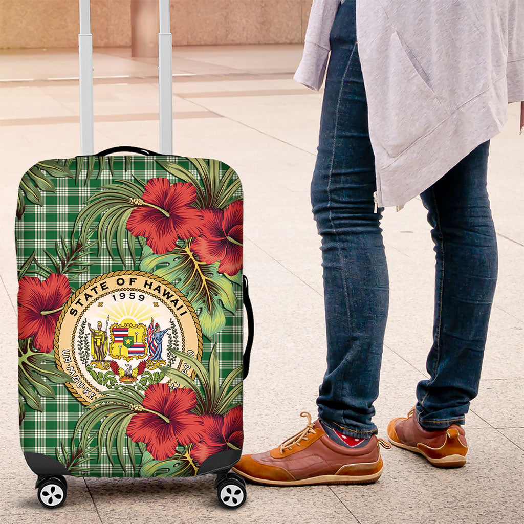 Vintage Hawaii Hibiscus Palaka Luggage Cover Green Color LT19 Green - Polynesian Pride