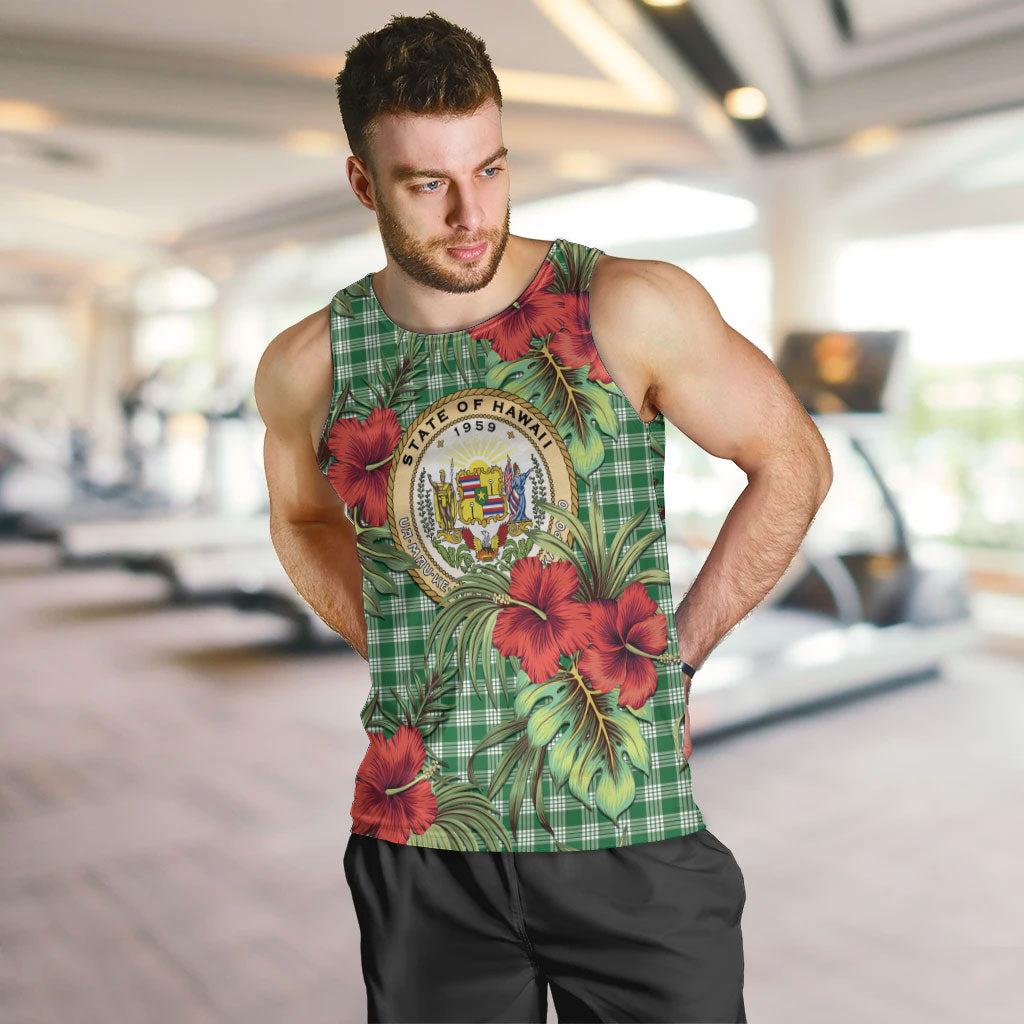 Vintage Hawaii Hibiscus Palaka Men Tank Top Green Color LT19 Green - Polynesian Pride