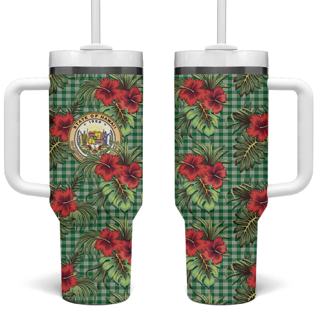 Vintage Hawaii Hibiscus Palaka Tumbler With Handle Green Color LT19 One Size: 40 oz Green - Polynesian Pride