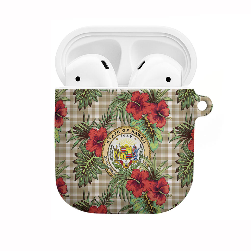 Vintage Hawaii Hibiscus Palaka AirPods Case Khaki Color LT19 Khaki - Polynesian Pride