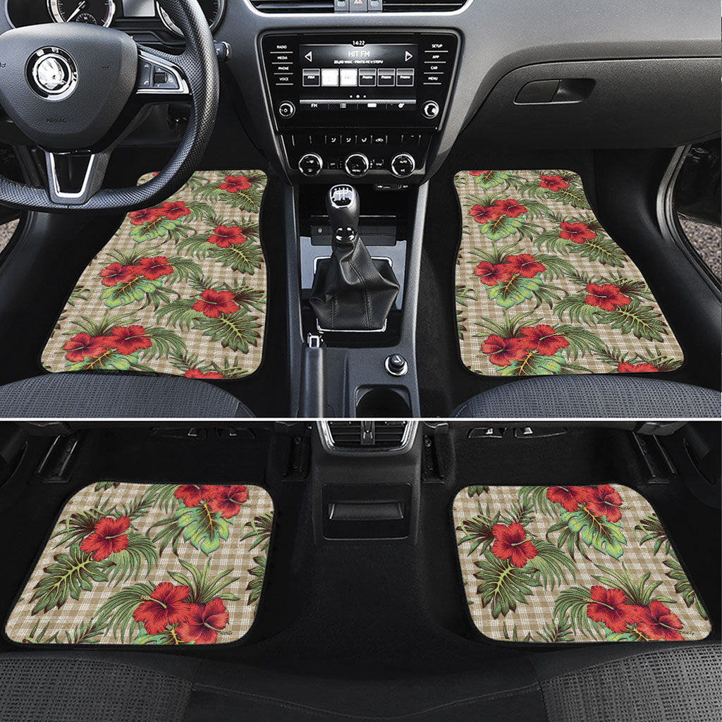 Vintage Hawaii Hibiscus Palaka Car Mats Khaki Color LT19 Set 4pcs Khaki - Polynesian Pride