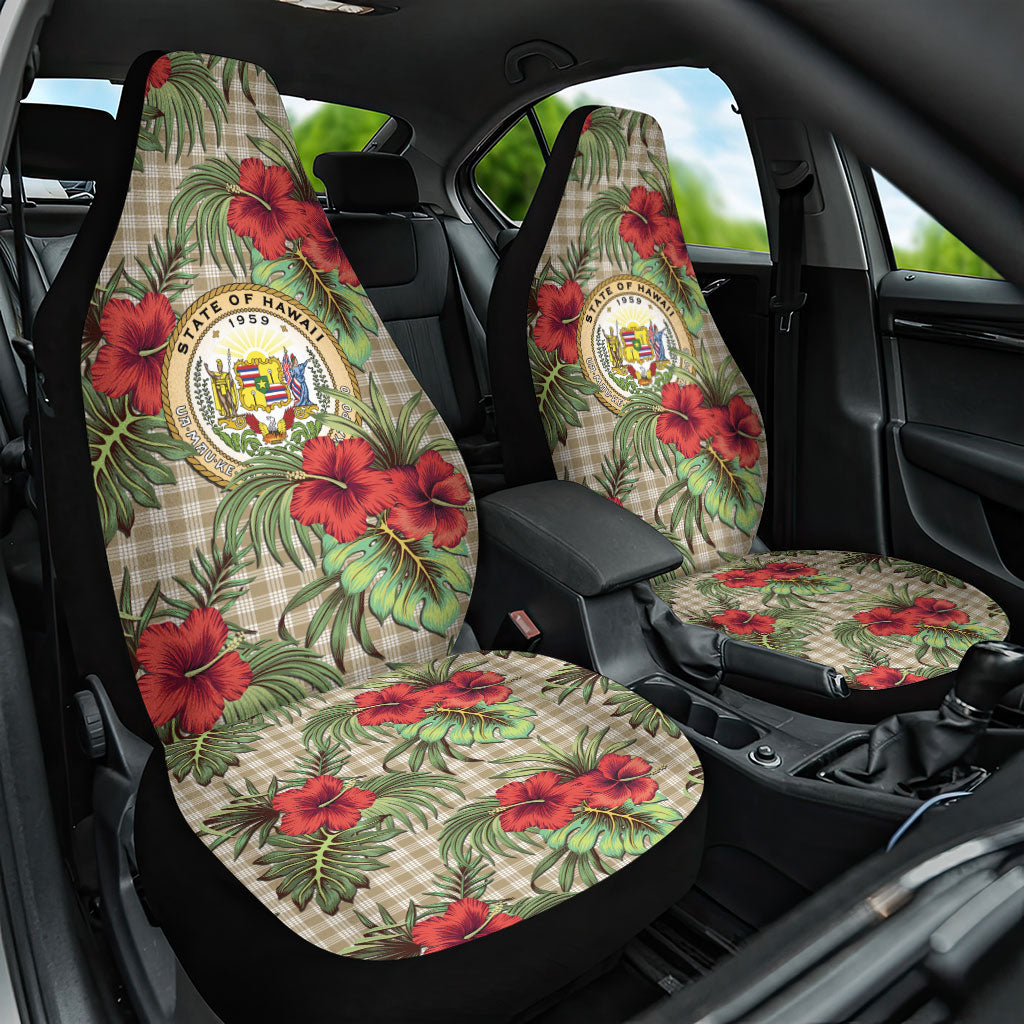 Vintage Hawaii Hibiscus Palaka Car Seat Cover Khaki Color LT19 One Size Khaki - Polynesian Pride