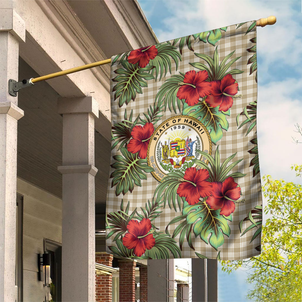 Vintage Hawaii Hibiscus Palaka Garden Flag Khaki Color LT19 House Flag Khaki - Polynesian Pride