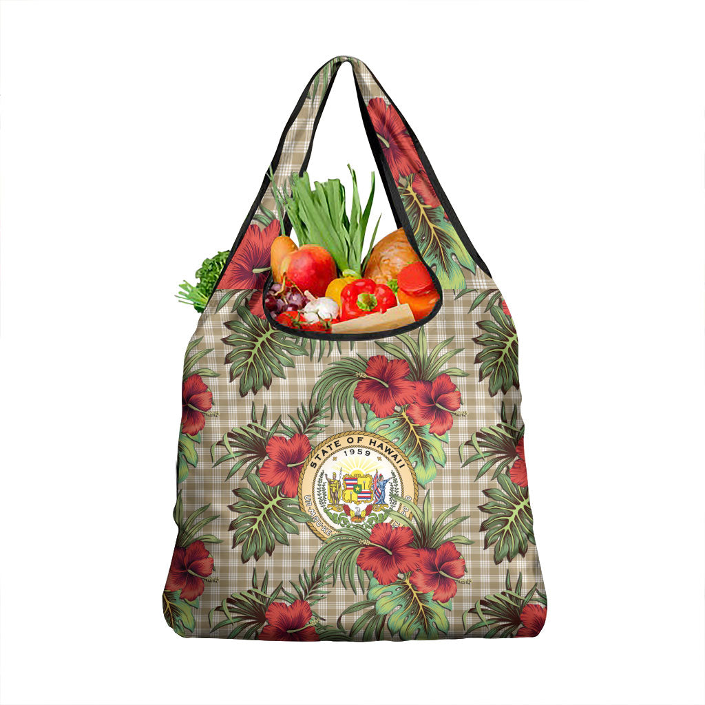 Vintage Hawaii Hibiscus Palaka Grocery Bag Khaki Color LT19 1-pack One Size Khaki - Polynesian Pride