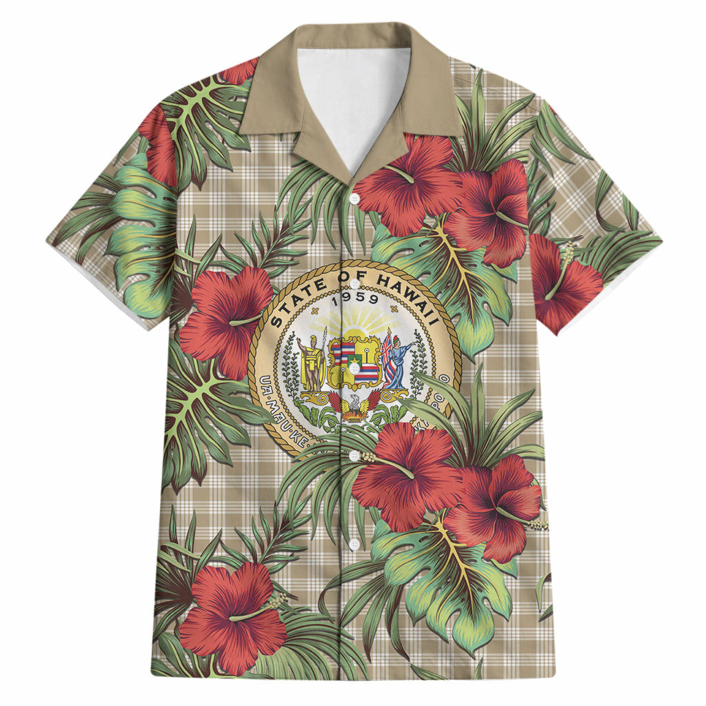 Vintage Hawaii Hibiscus Palaka Hawaiian Shirt Khaki Color LT19 Khaki - Polynesian Pride