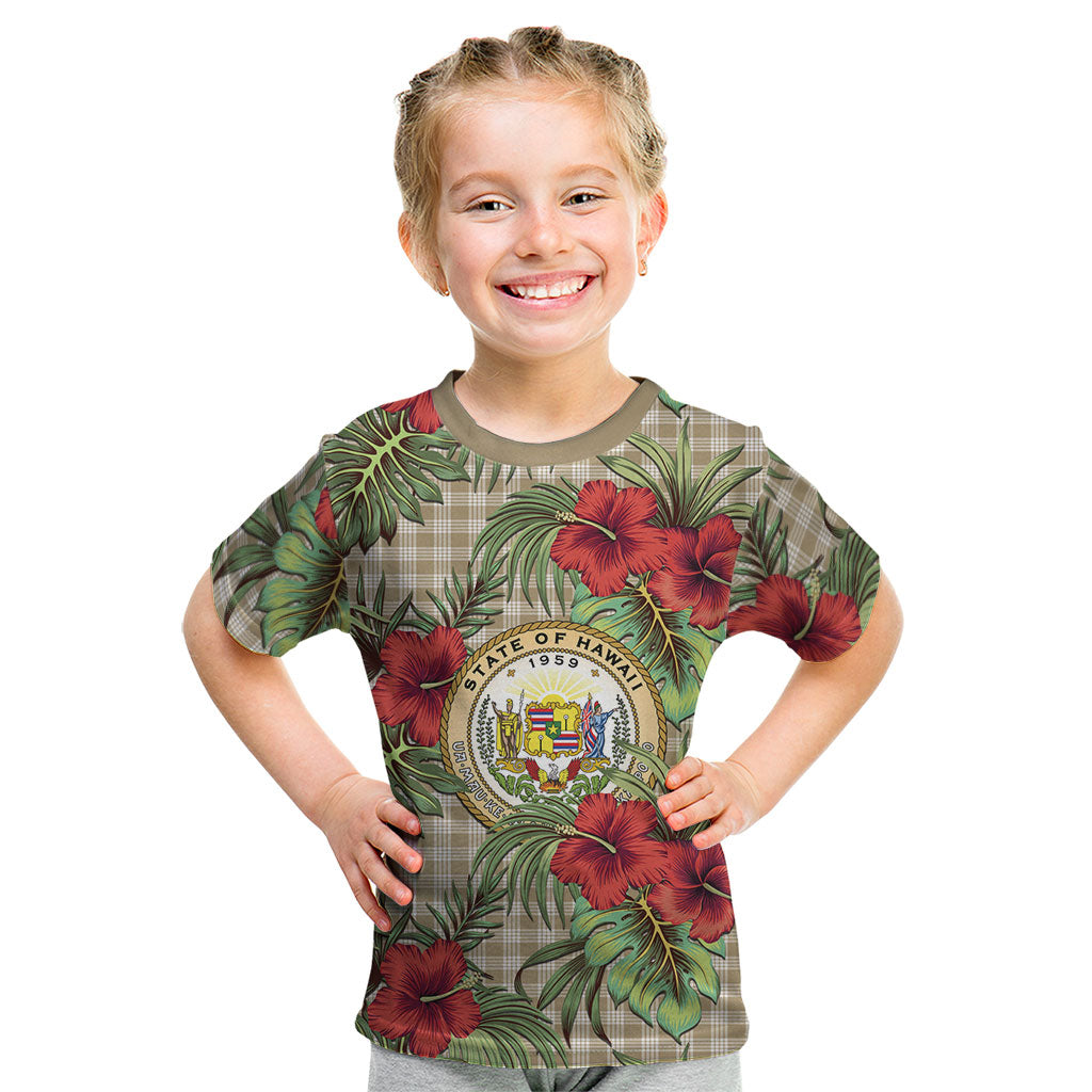 Vintage Hawaii Hibiscus Palaka Kid T Shirt Khaki Color LT19 Khaki - Polynesian Pride