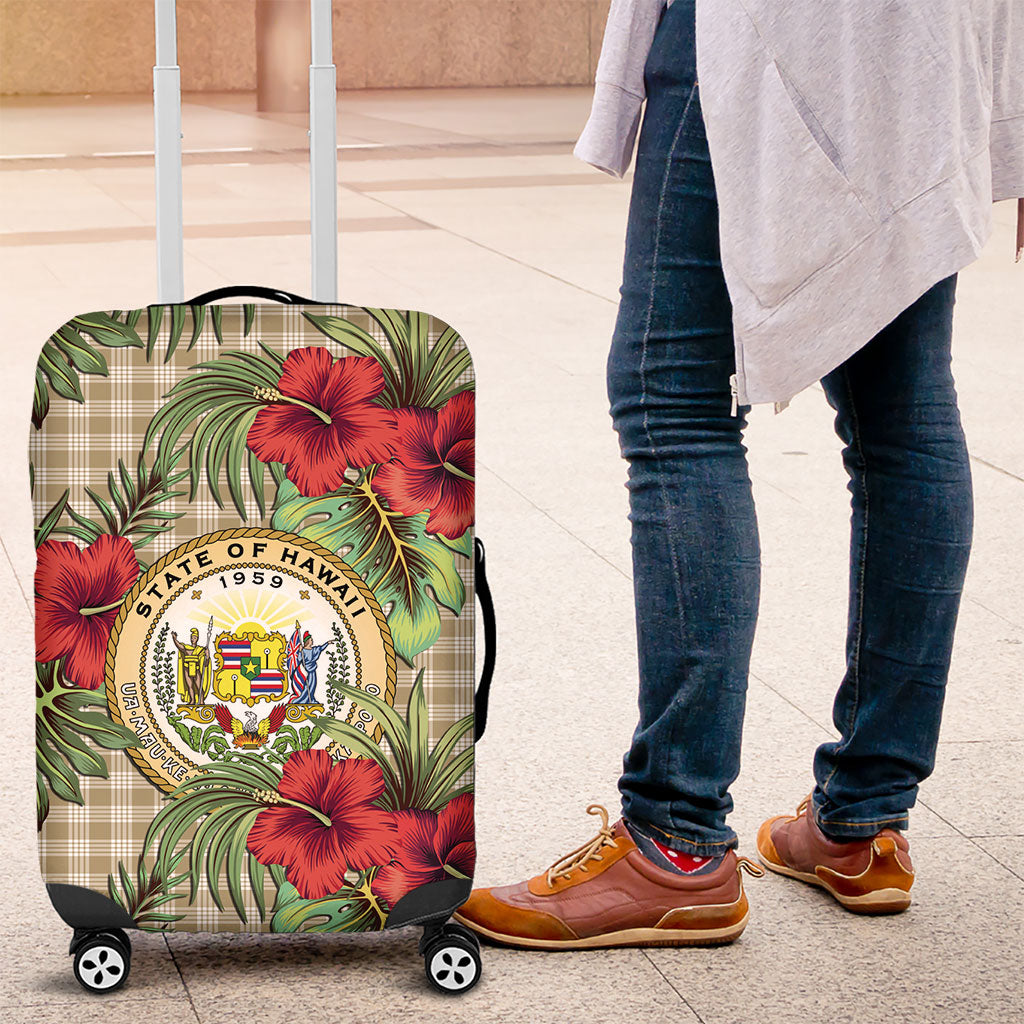Vintage Hawaii Hibiscus Palaka Luggage Cover Khaki Color LT19 Khaki - Polynesian Pride