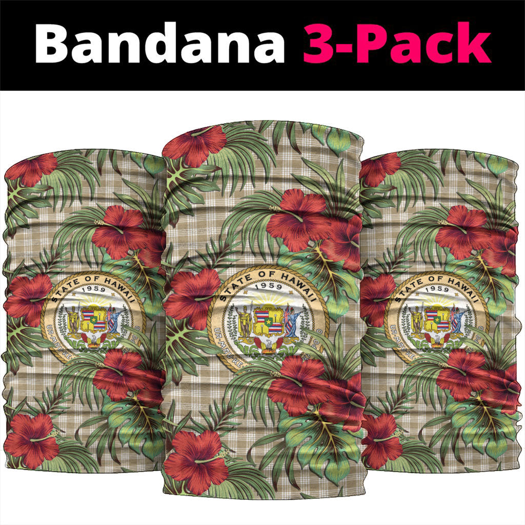 Vintage Hawaii Hibiscus Palaka Neck Gaiter Khaki Color LT19 package One Size: 25*50cm Khaki - Polynesian Pride