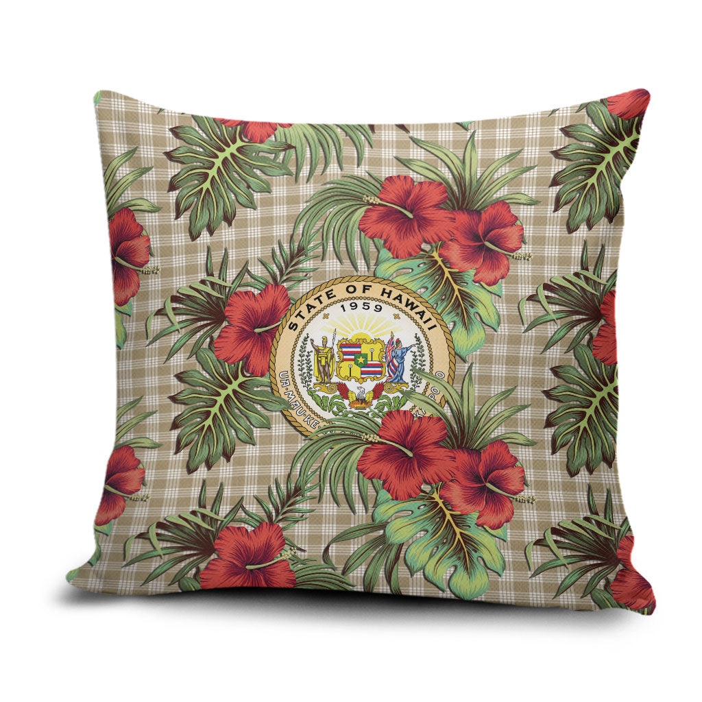 Vintage Hawaii Hibiscus Palaka Pillow Cover Khaki Color LT19 Khaki - Polynesian Pride