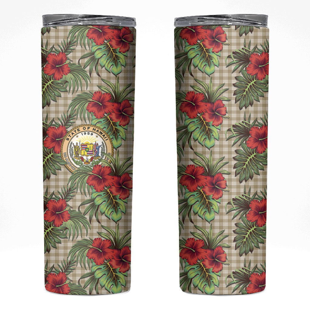 Vintage Hawaii Hibiscus Palaka Skinny Tumbler Khaki Color LT19 Khaki - Polynesian Pride