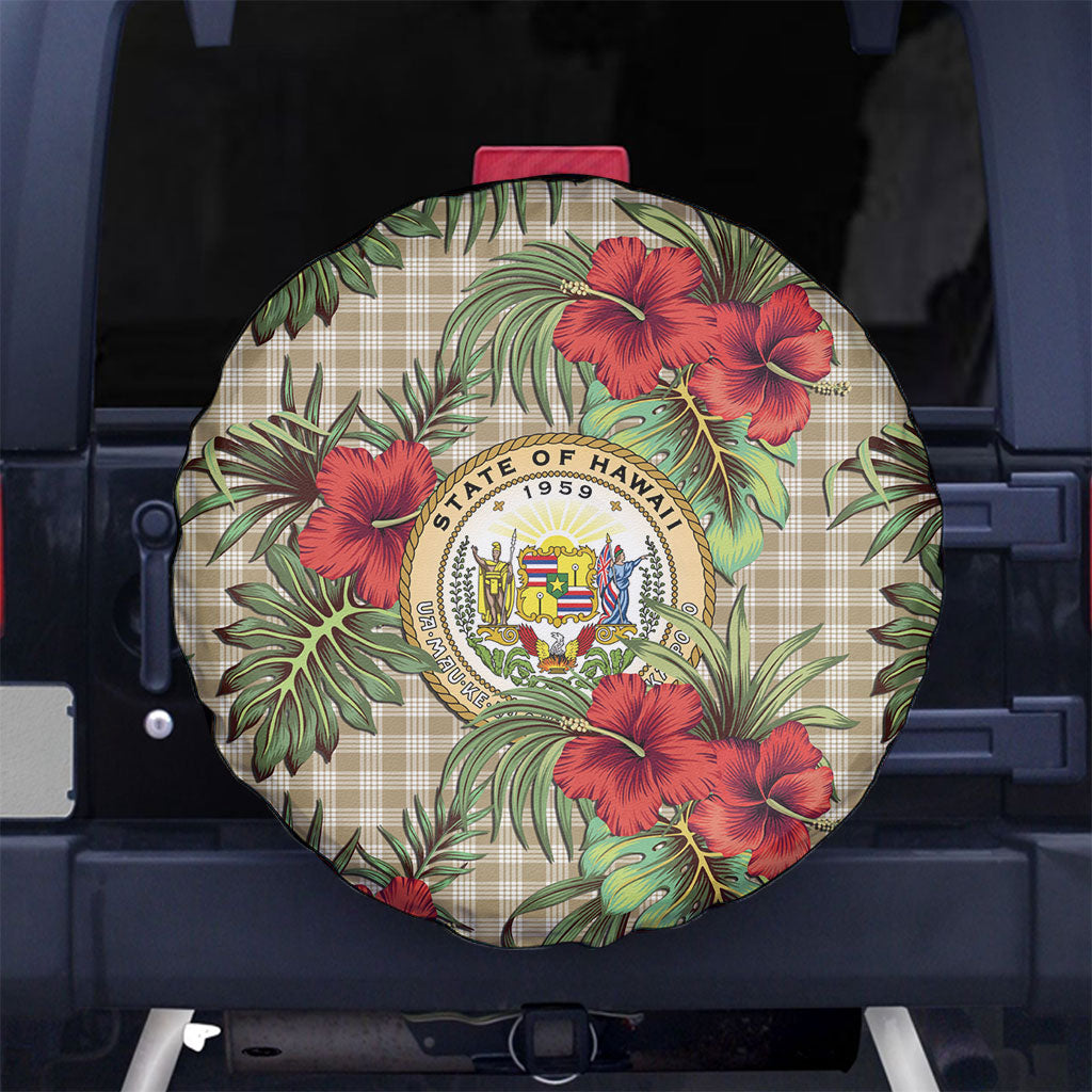 Vintage Hawaii Hibiscus Palaka Spare Tire Cover Khaki Color LT19 No hole Khaki - Polynesian Pride