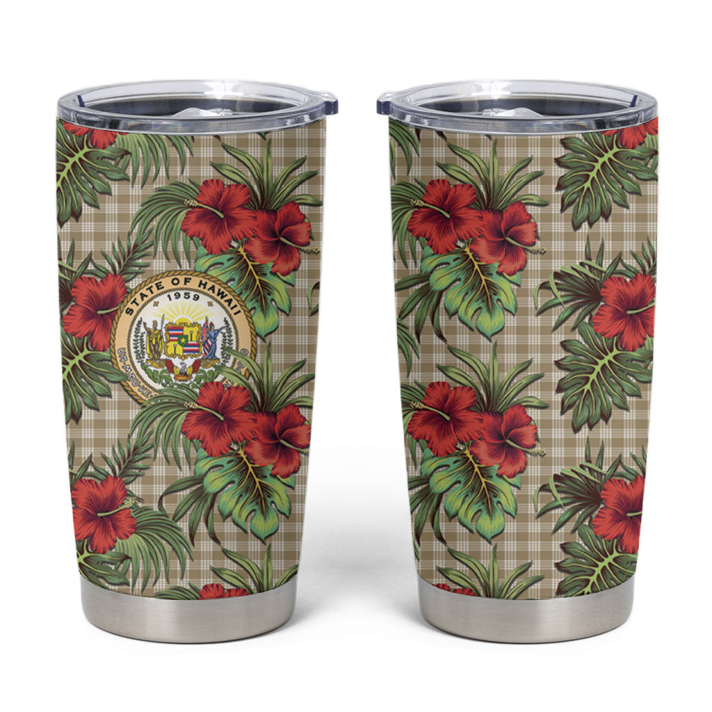 Vintage Hawaii Hibiscus Palaka Tumbler Cup Khaki Color LT19 Khaki - Polynesian Pride