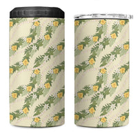Hawaiian Pikake Maile Lei 4 in 1 Can Cooler Tumbler Tiare Hibiscus Kalo Palapalai Leaf Beige LT19 One Size: 16 oz Beige - Polynesian Pride