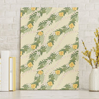 Hawaiian Pikake Maile Lei Canvas Wall Art Tiare Hibiscus Kalo Palapalai Leaf Beige