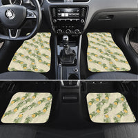 Hawaiian Pikake Maile Lei Car Mats Tiare Hibiscus Kalo Palapalai Leaf Beige