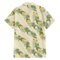 Hawaiian Pikake Maile Lei Family Matching Puletasi and Hawaiian Shirt Tiare Hibiscus Kalo Palapalai Leaf Beige LT19 - Polynesian Pride