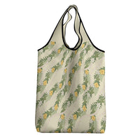 Hawaiian Pikake Maile Lei Grocery Bag Tiare Hibiscus Kalo Palapalai Leaf Beige LT19 - Polynesian Pride