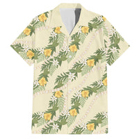 Hawaiian Pikake Maile Lei Hawaiian Shirt Tiare Hibiscus Kalo Palapalai Leaf Beige LT19 Beige - Polynesian Pride