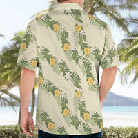 Hawaiian Pikake Maile Lei Hawaiian Shirt Tiare Hibiscus Kalo Palapalai Leaf Beige LT19 - Polynesian Pride