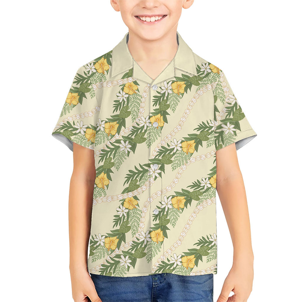 Hawaiian Pikake Maile Lei Hawaiian Shirt Tiare Hibiscus Kalo Palapalai Leaf Beige LT19 - Polynesian Pride