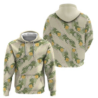 Hawaiian Pikake Maile Lei Hoodie Tiare Hibiscus Kalo Palapalai Leaf Beige LT19 - Polynesian Pride