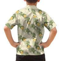 Hawaiian Pikake Maile Lei Kid Hawaiian Shirt Tiare Hibiscus Kalo Palapalai Leaf Beige LT19 - Polynesian Pride