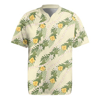 Hawaiian Pikake Maile Lei Rugby Jersey Tiare Hibiscus Kalo Palapalai Leaf Beige LT19 Beige - Polynesian Pride