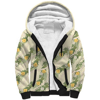 Hawaiian Pikake Maile Lei Sherpa Hoodie Tiare Hibiscus Kalo Palapalai Leaf Beige LT19 Unisex Beige - Polynesian Pride