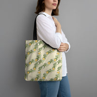 Hawaiian Pikake Maile Lei Tote Bag Tiare Hibiscus Kalo Palapalai Leaf Beige LT19 - Polynesian Pride