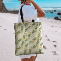 Hawaiian Pikake Maile Lei Tote Bag Tiare Hibiscus Kalo Palapalai Leaf Beige LT19 - Polynesian Pride