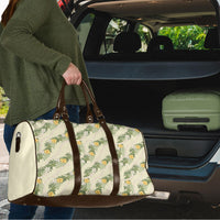 Hawaiian Pikake Maile Lei Travel Bag Tiare Hibiscus Kalo Palapalai Leaf Beige LT19 - Polynesian Pride