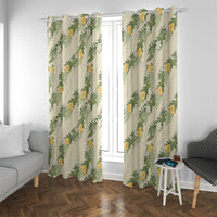 Hawaiian Pikake Maile Lei Window Curtain Tiare Hibiscus Kalo Palapalai Leaf Beige