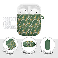 Hawaiian Pikake Maile Lei AirPods Case Tiare Hibiscus Kalo Palapalai Leaf Green LT19 - Polynesian Pride